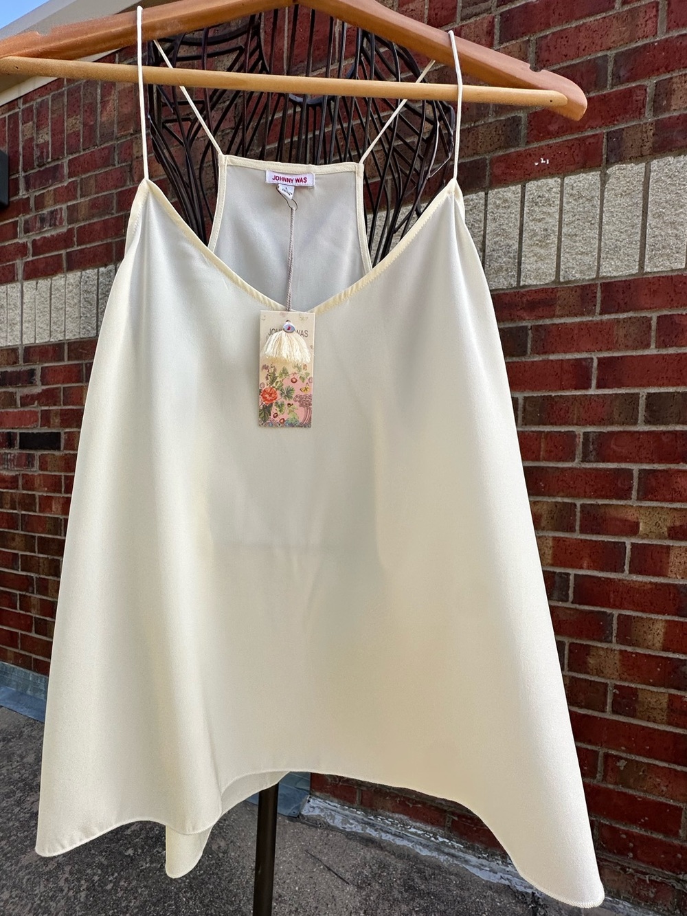 Johnny Was Creamy Silk Blend Slip Tank Resortwear Quiet Luxury Camisole BOHO